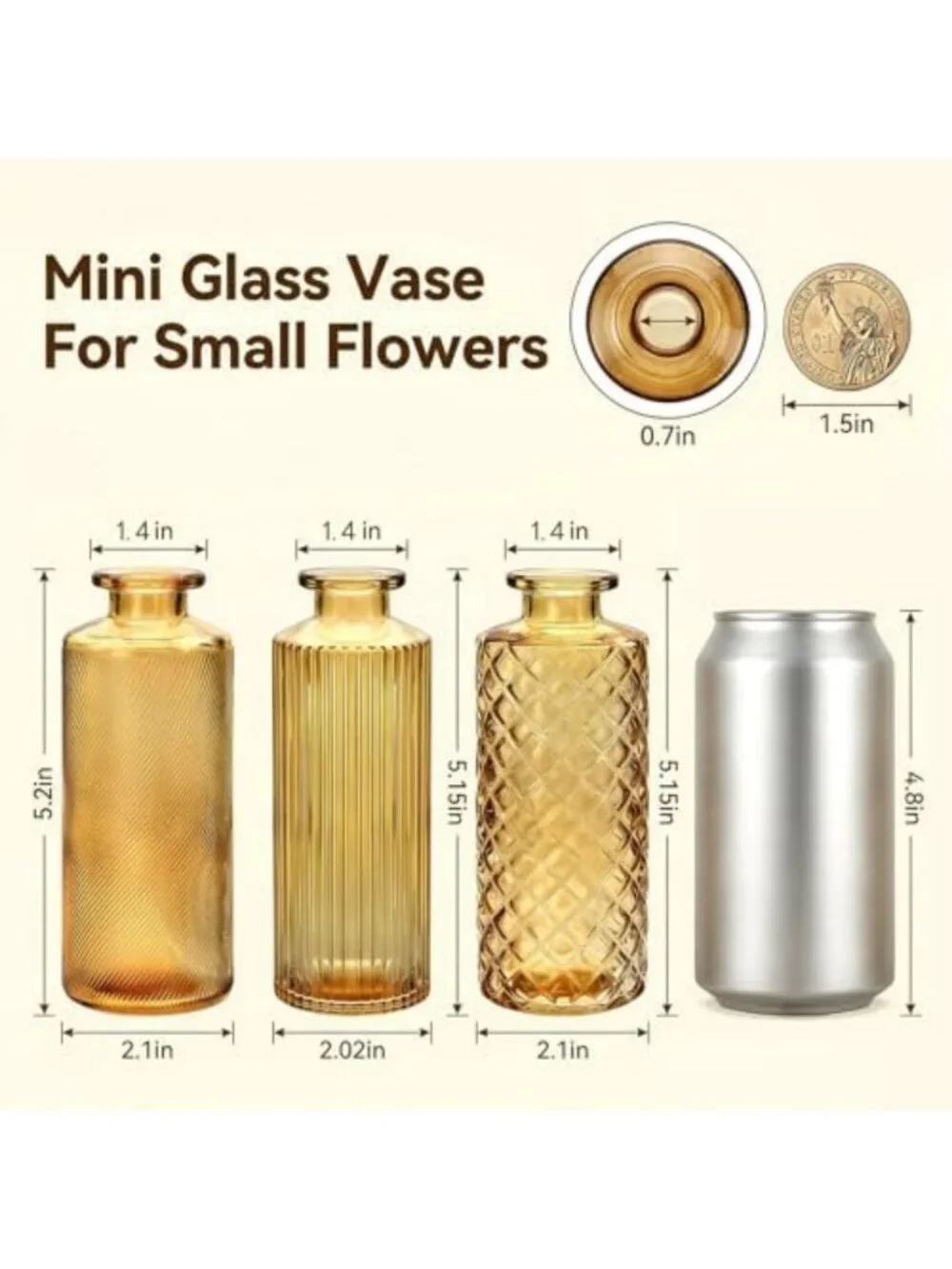 Set of 30 Small Gold Amber Glass Bud Vases - Elegant Flower Decor for Home
